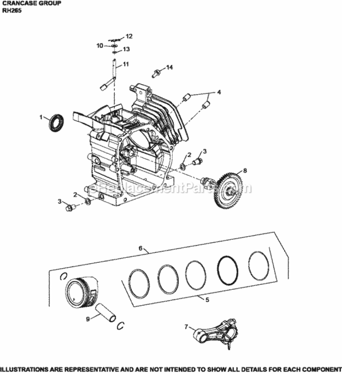 Crankcase_Group_Rh265-3101_Rh265 Diagram and Parts List for  Kohler Engine