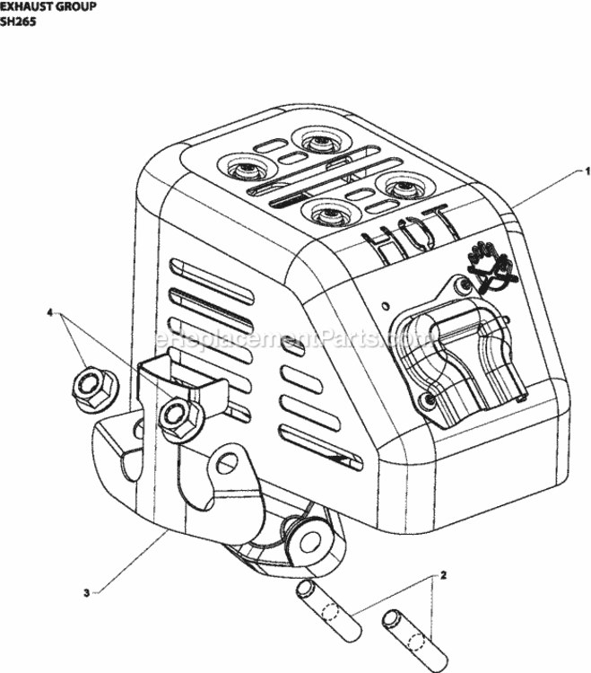 Exhaust_Group_Sh265-3119_Sh265 Diagram and Parts List for  Kohler Engine
