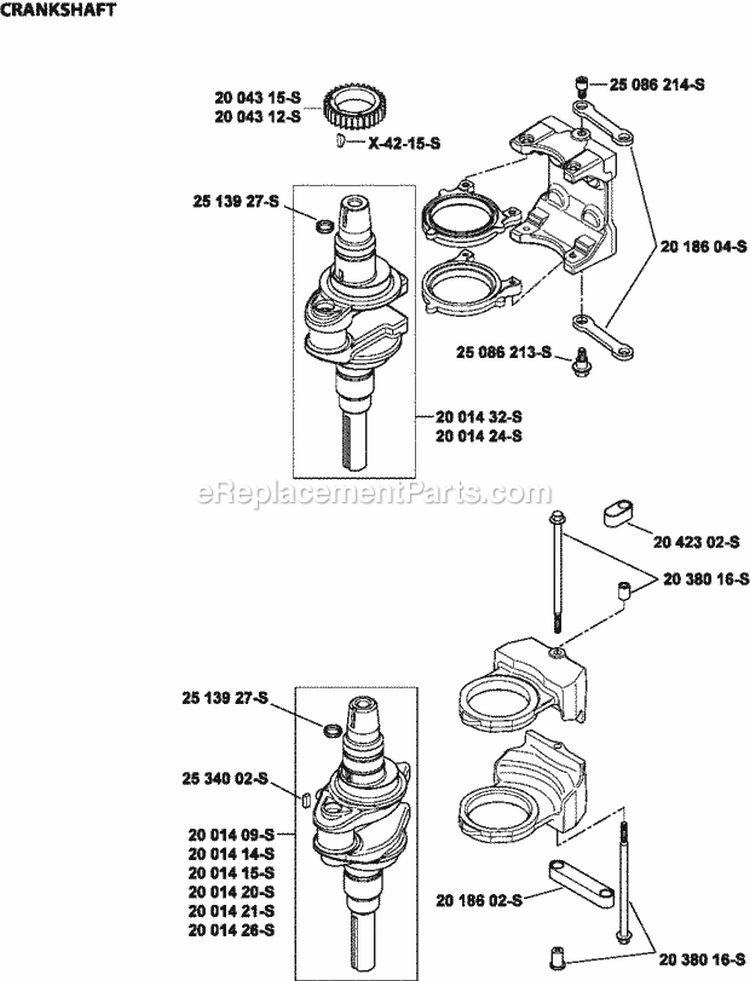 Page E Diagram and Parts List for  Kohler Engine