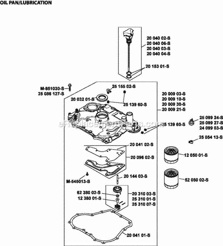 Page J Diagram and Parts List for  Kohler Engine