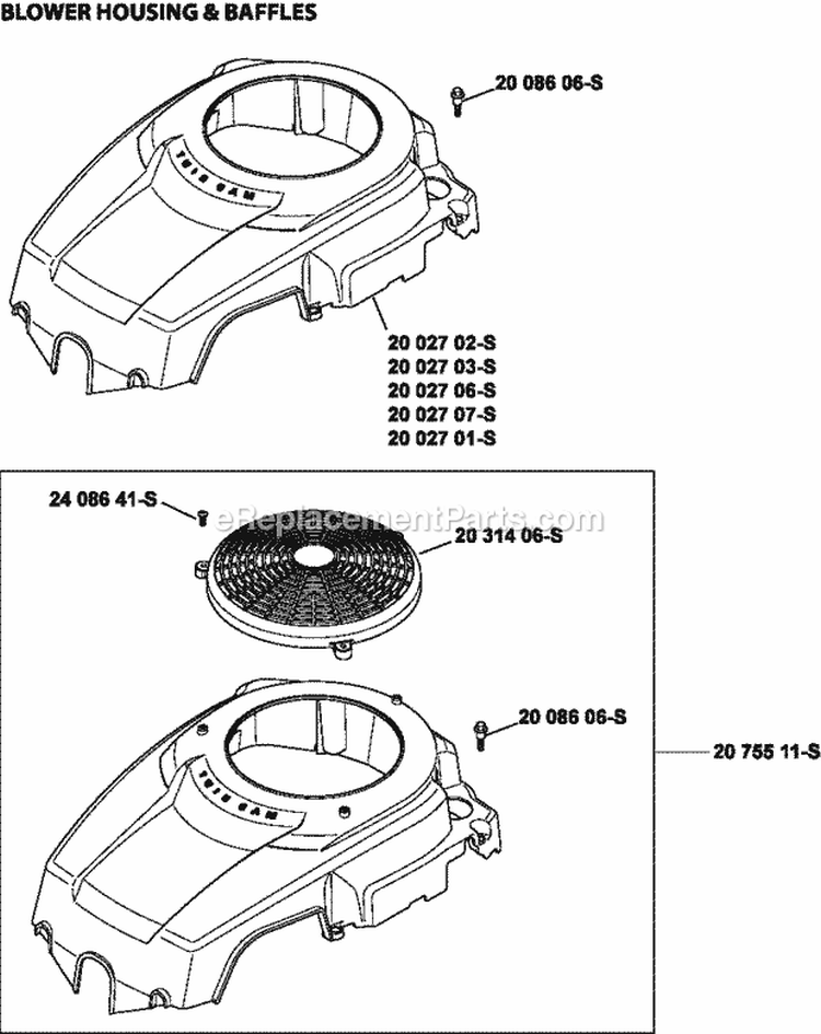 Page C Diagram and Parts List for  Kohler Engine