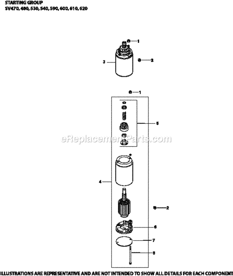 Page M Diagram and Parts List for  Kohler Engine