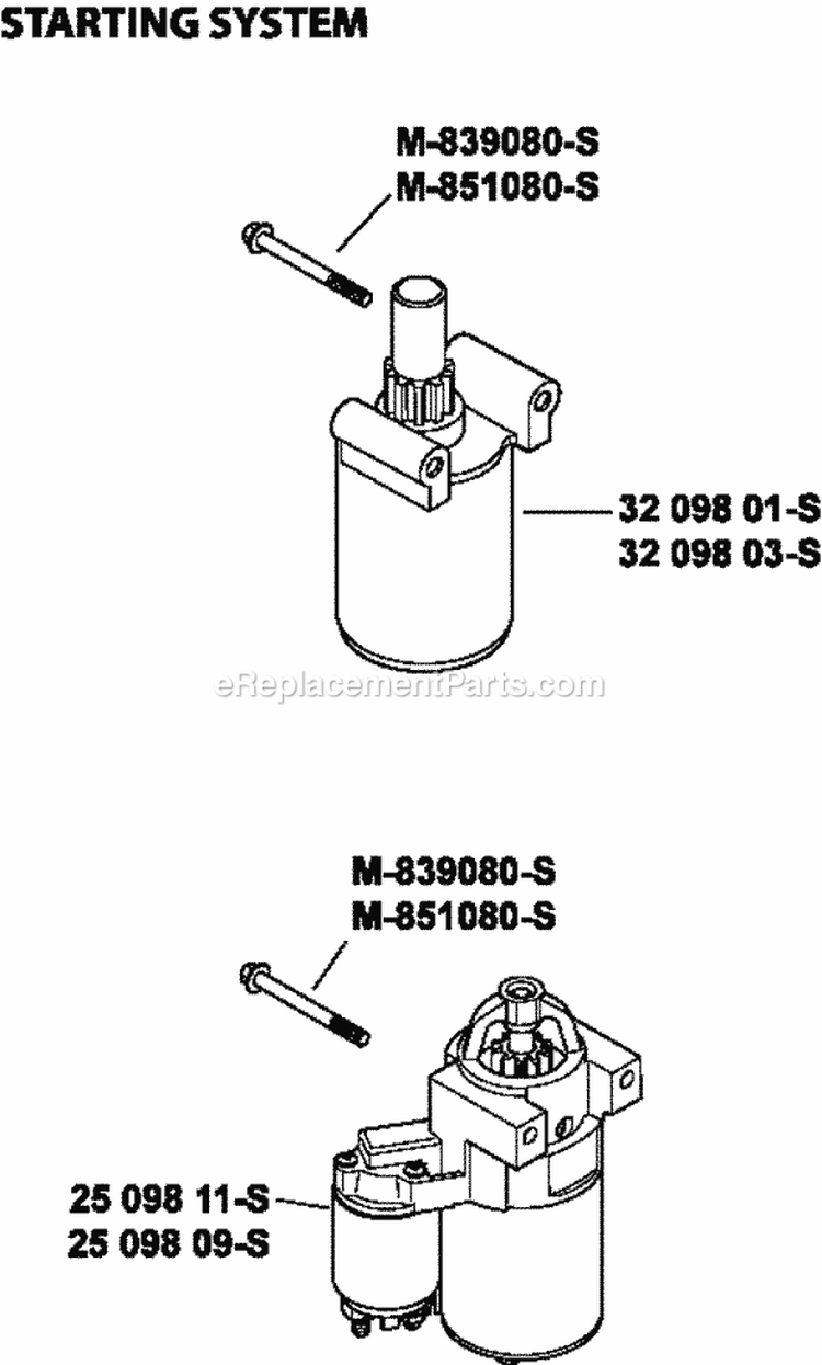 Page L Diagram and Parts List for  Kohler Engine