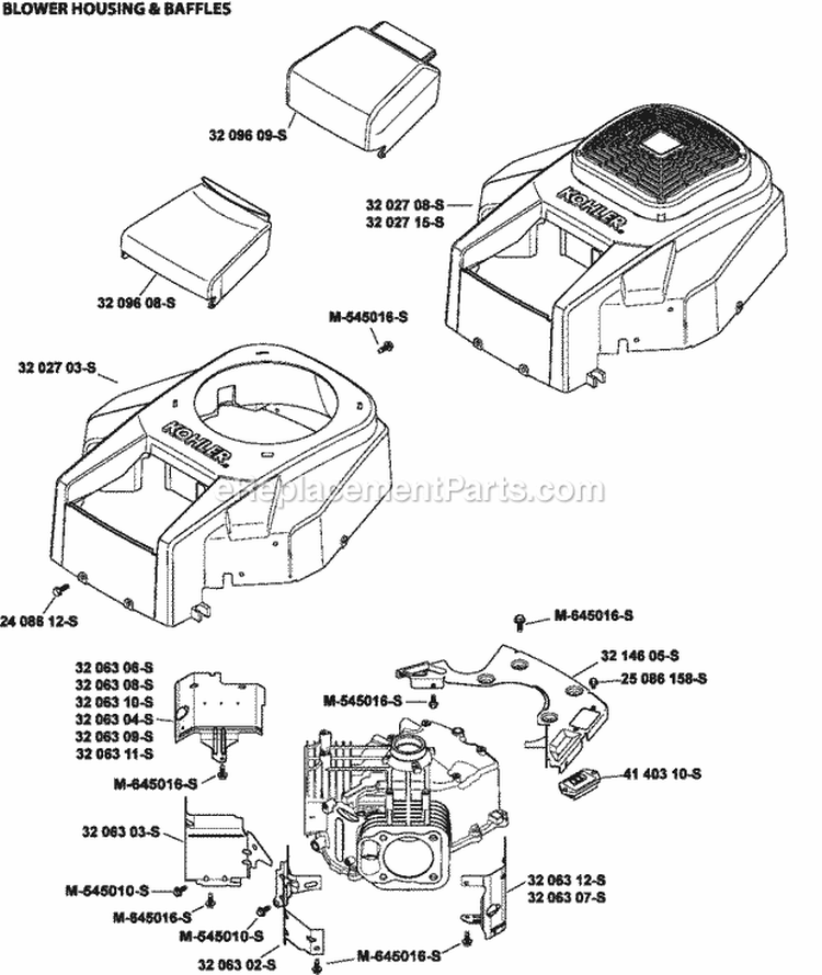 Page B Diagram and Parts List for  Kohler Engine