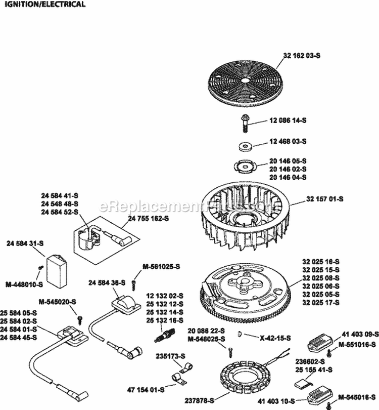 Page J Diagram and Parts List for  Kohler Engine