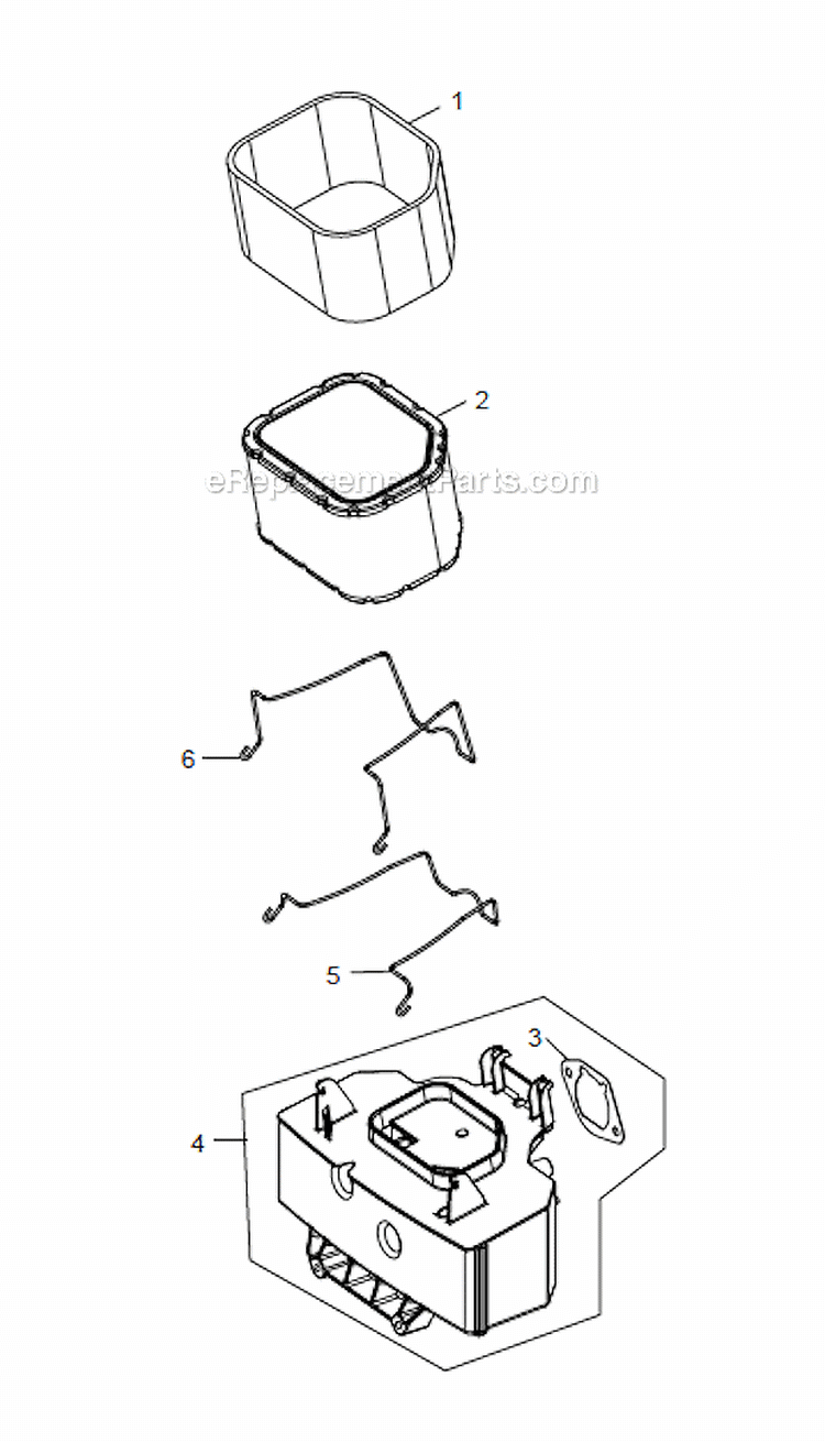 Air Intake Group Diagram and Parts List for  Kohler Engine