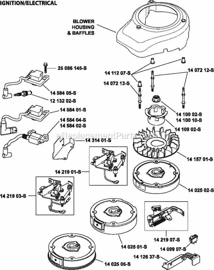 Page J Diagram and Parts List for  Kohler Engine