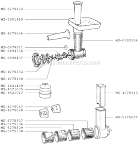 Page B Diagram and Parts List for  Krups Meat Grinder