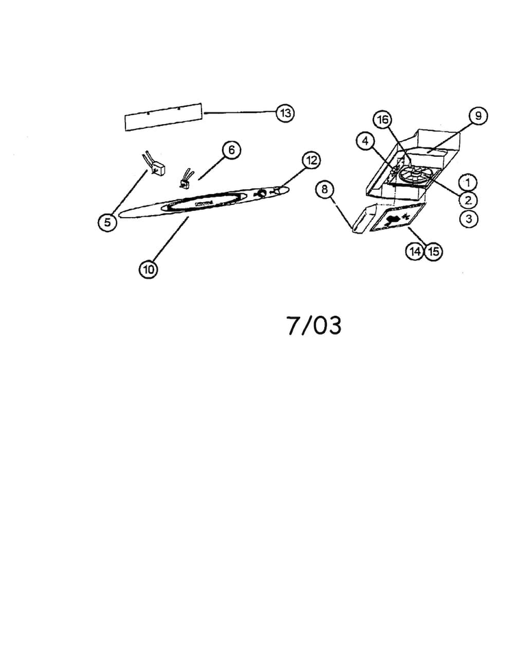 Motor/grille Diagram and Parts List for  Kenmore Range Hood