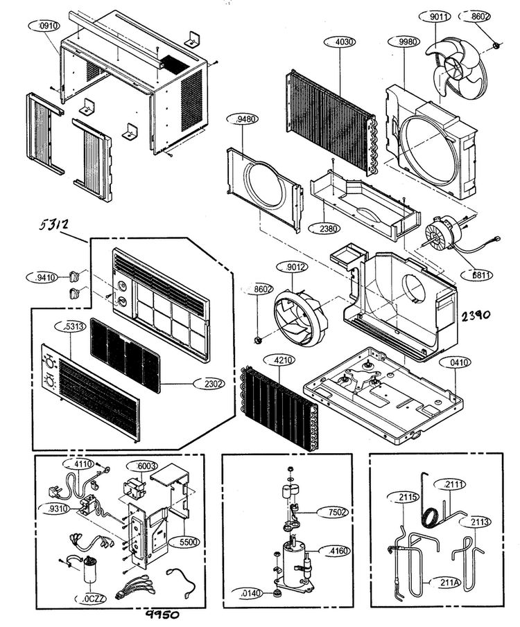Cabinet Parts Diagram and Parts List for R5205  LG Air Conditioner