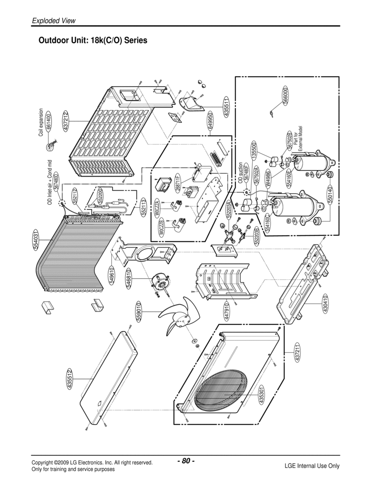 Air Conditioner Exploded View 1 Diagram and Parts List for LS180CEAWHAEUS ASUC1835DB0 LG Air Conditioner