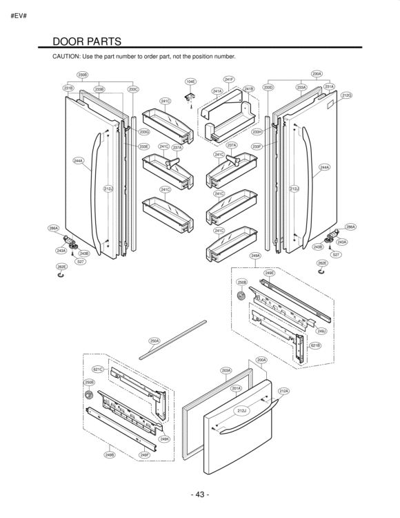 DOOR PARTS Diagram and Parts List for  LG Refrigerator
