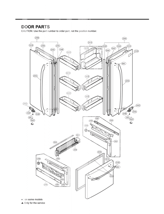 DOOR PARTS Diagram and Parts List for  LG Refrigerator