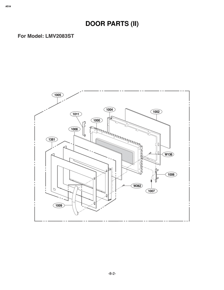 DOOR PARTS II Diagram and Parts List for LMV2083ST/01 LG Microwave