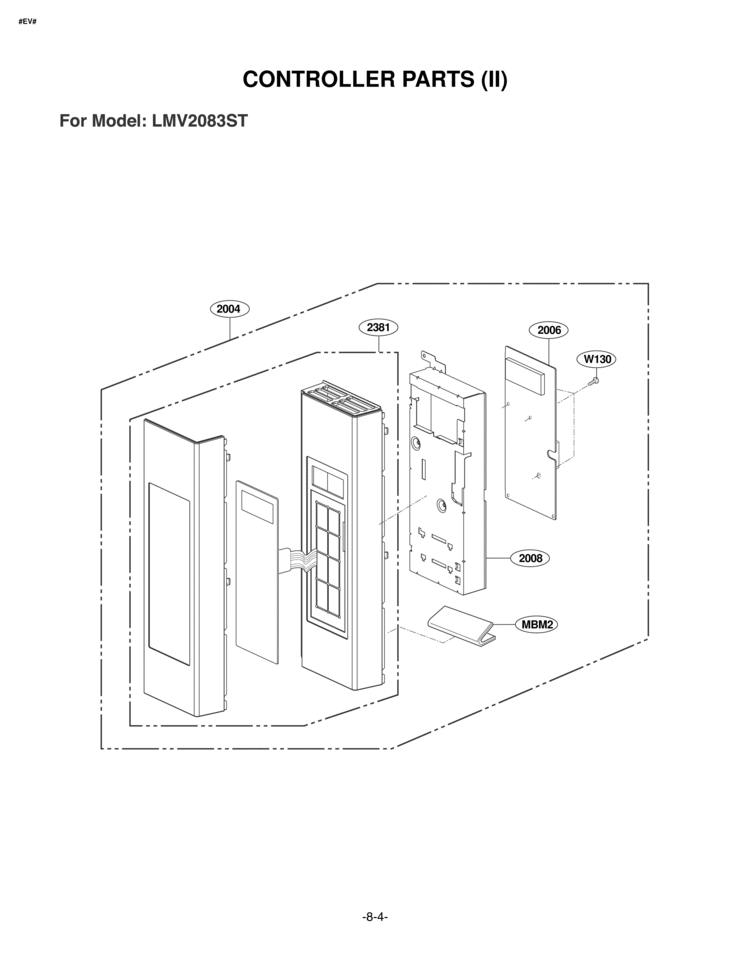 CONTROLLER PARTS II Diagram and Parts List for LMV2083ST/01 LG Microwave