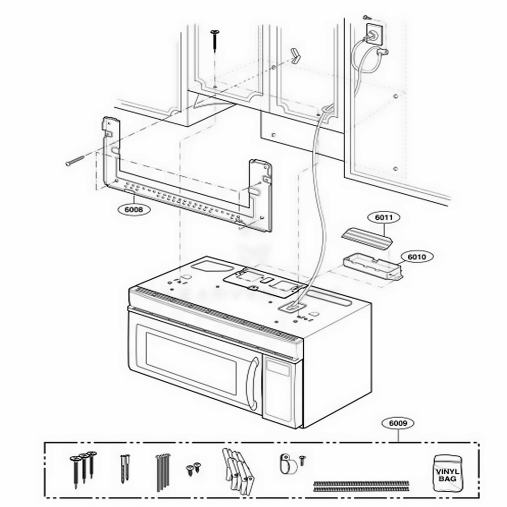 Installation Parts Diagram and Parts List for MMV6178AAQ AB6EMTG LG Wall Oven