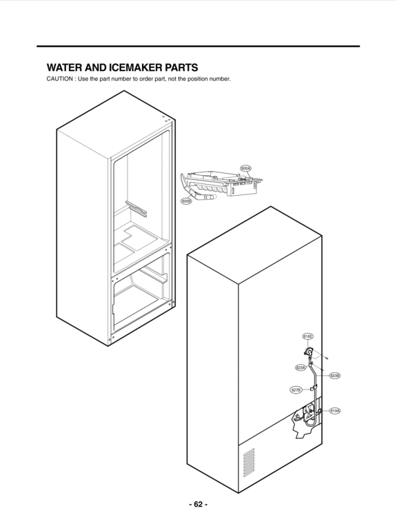 WATER AND ICEMAKER PARTS Diagram and Parts List for LFC25776SB AWBCNA4 LG Refrigerator