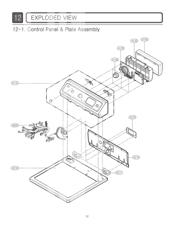EXPLODED VIEW   Control Panel & Plate Assembly Diagram and Parts List for TD-V10031E ABWEGSP LG Dryer