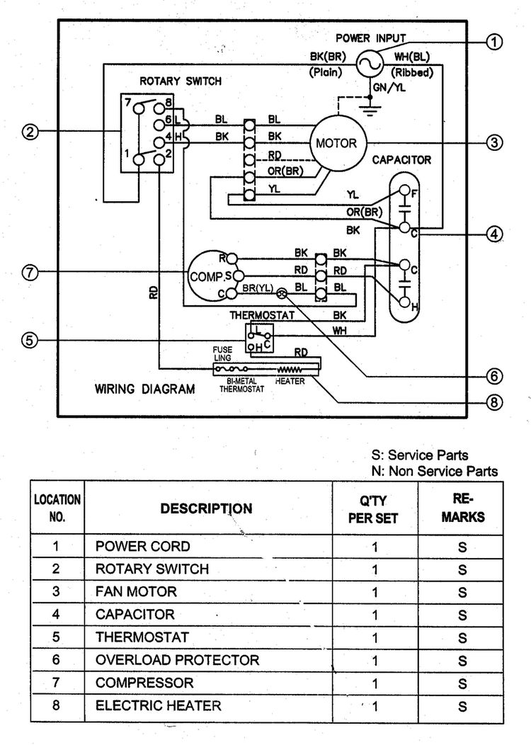 Wiring Diagram Diagram and Parts List for R1403  LG Air Conditioner