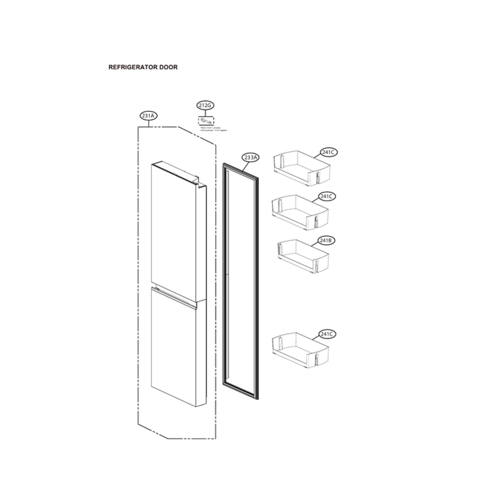Refrigerator Door Diagram and Parts List for 00 LG Refrigerator