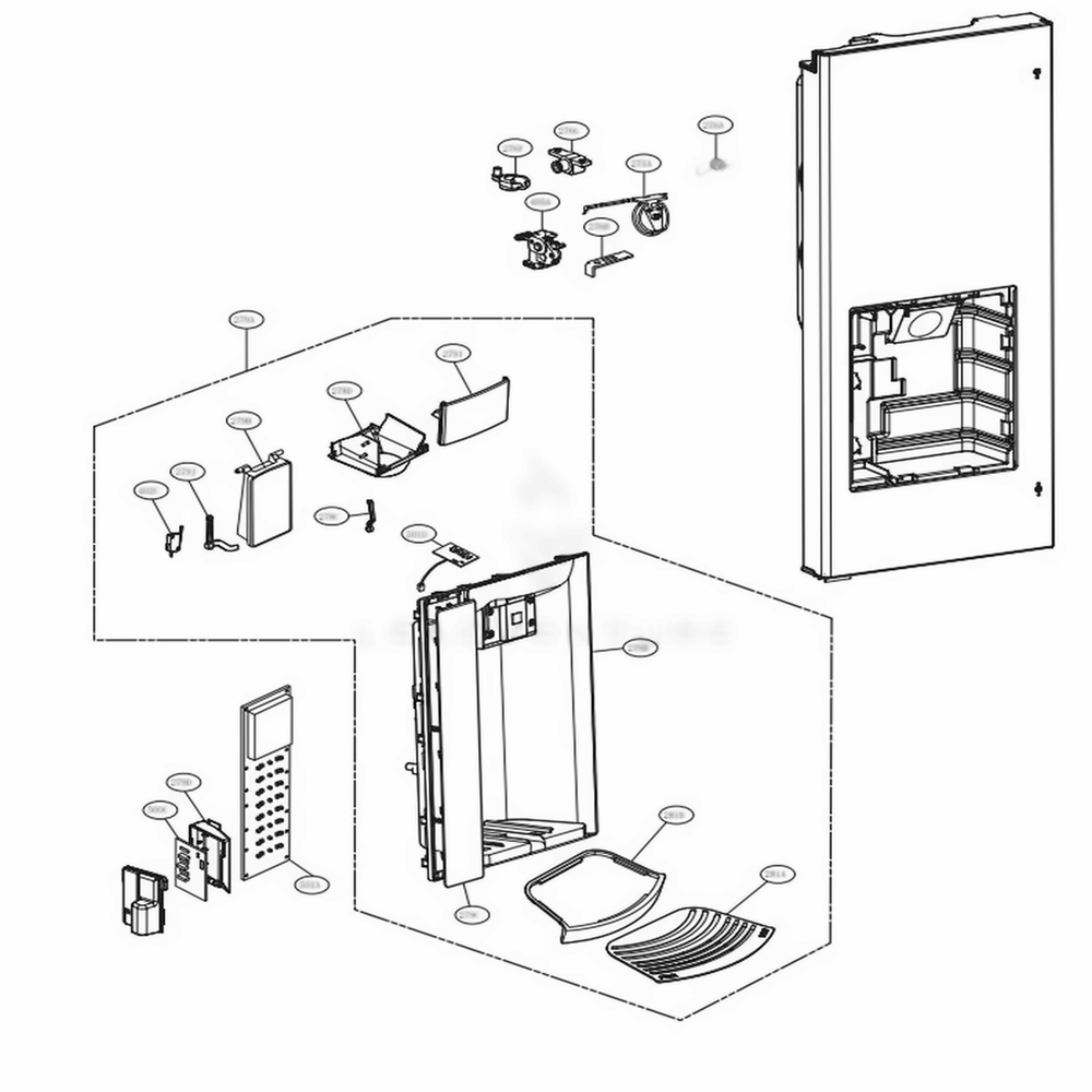 Dispenser Parts Diagram and Parts List for ASBCNA1 LG Refrigerator