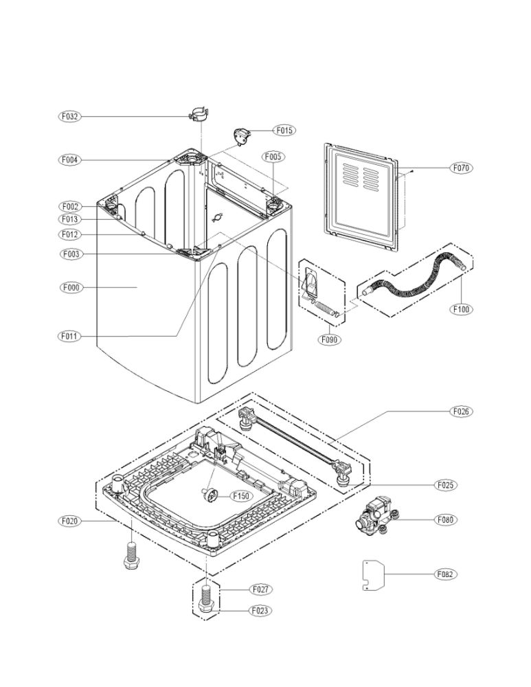 Out Case Assembly Parts Diagram and Parts List for 00 LG Washer