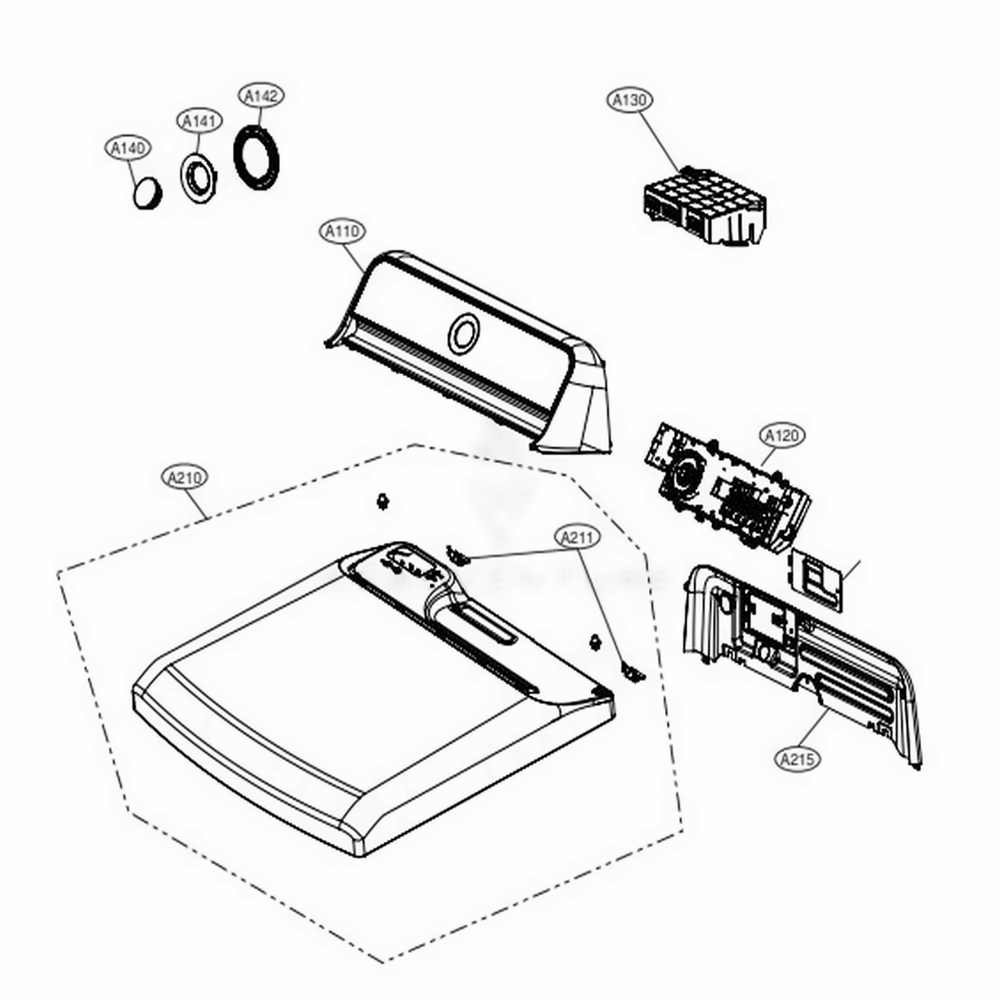 Control Panel And Plate Assembly Diagram and Parts List for ABWEEUS LG Dryer