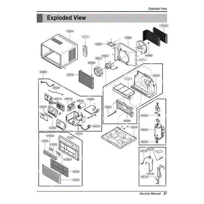 Section Diagram and Parts List for LWHD1006R AWYAHDP LG Air Conditioner