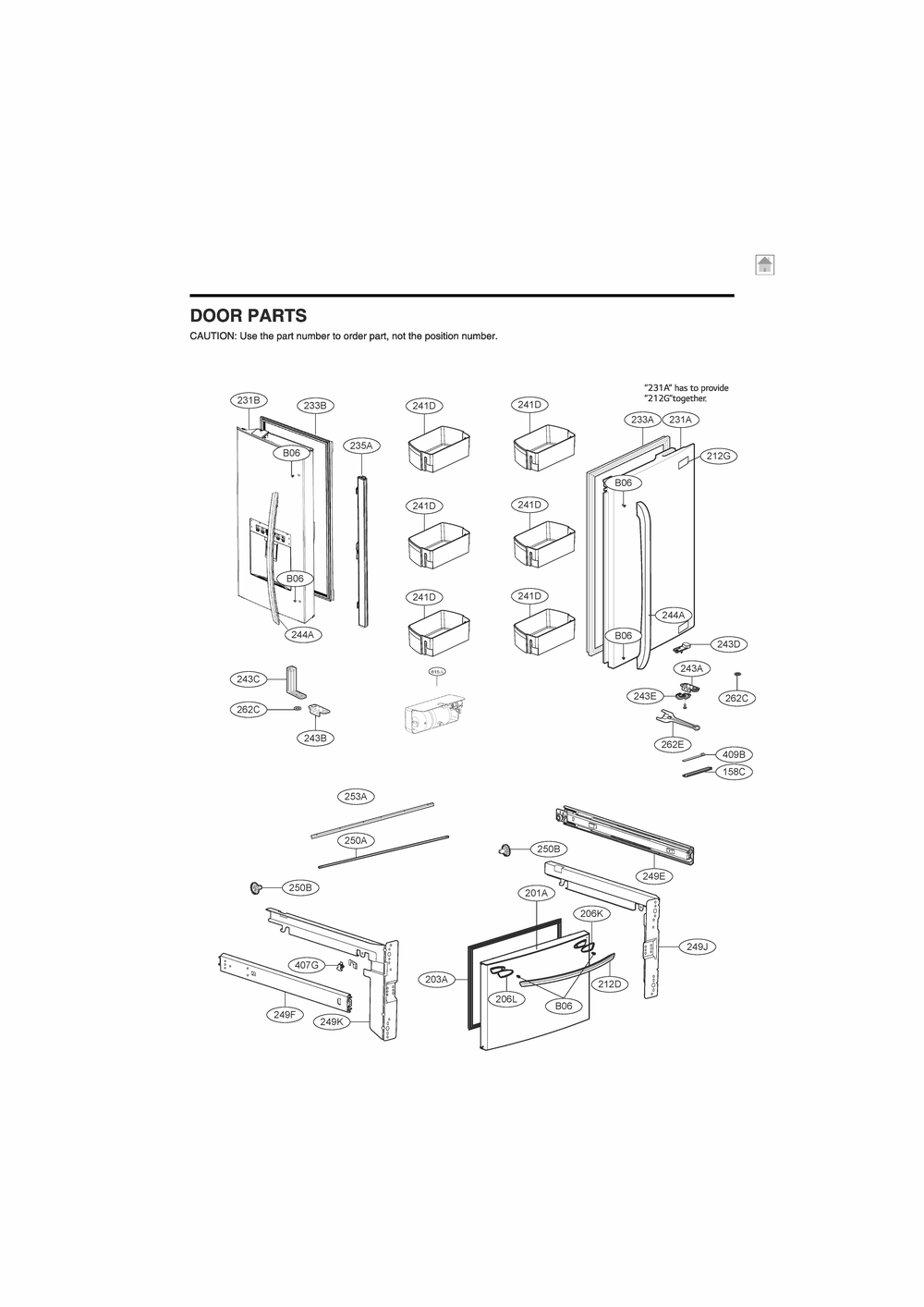 Door Parts Diagram and Parts List for ASTCNA4 LG Refrigerator