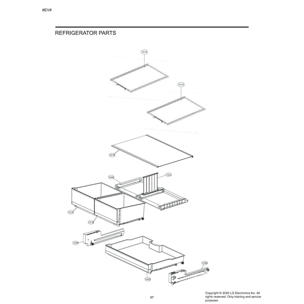 Refrigerator Parts Diagram and Parts List for  LG Refrigerator