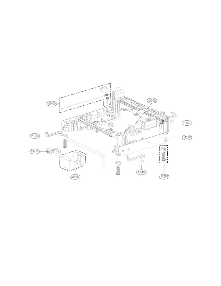 Base Assembly Parts Diagram and Parts List for  LG Dishwasher