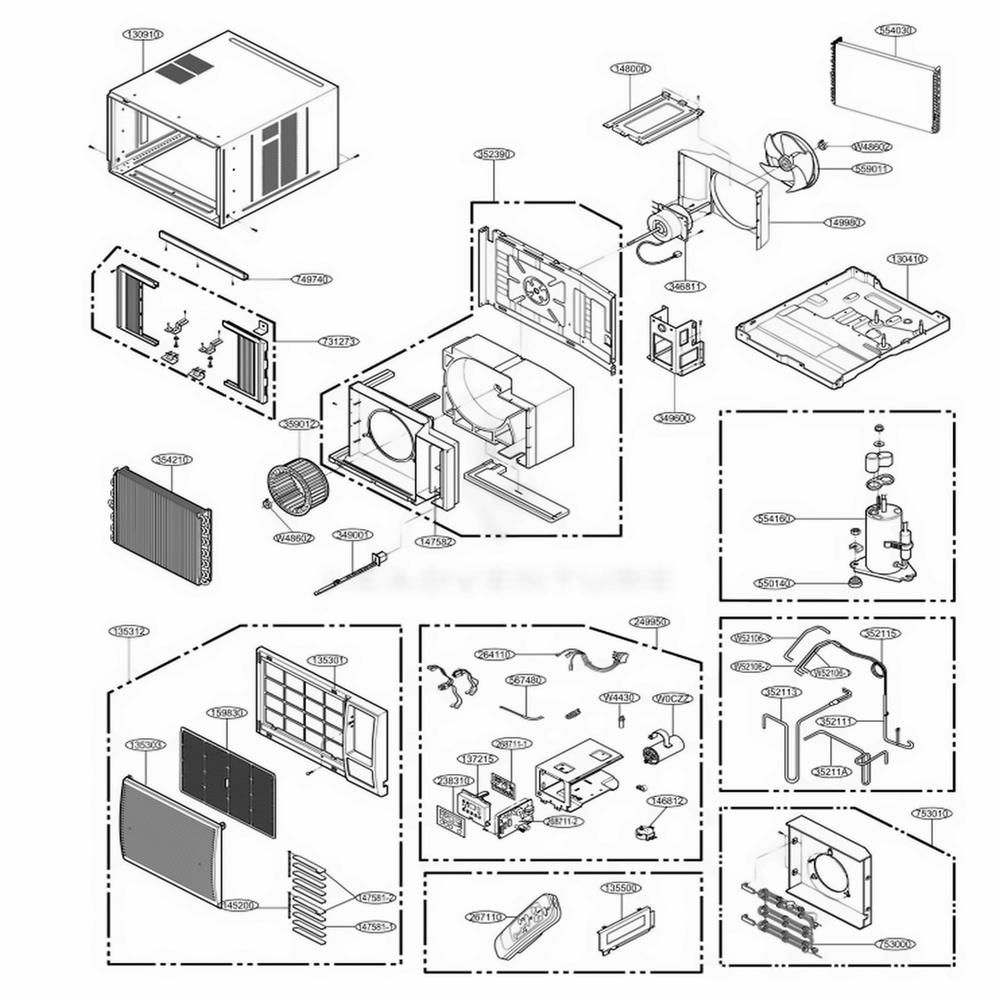 Main Diagram and Parts List for LW2414HR AWYAUSH LG Air Conditioner
