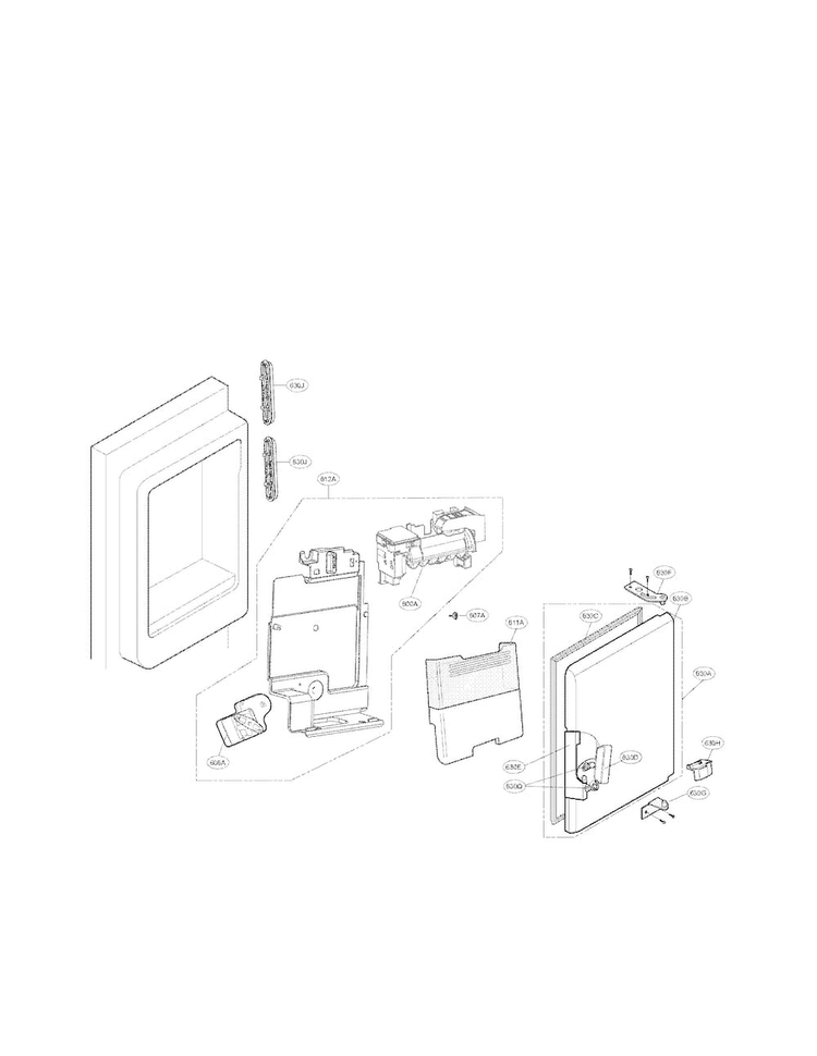 Ice Maker And Ice Bin Parts Diagram and Parts List for 00 LG Refrigerator