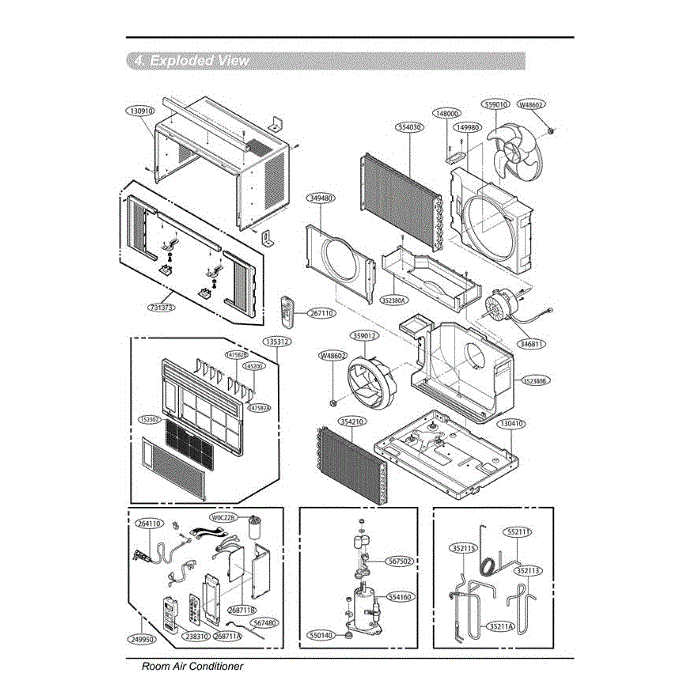 Section Diagram and Parts List for LWHD6500SR AWYAUSH LG Air Conditioner