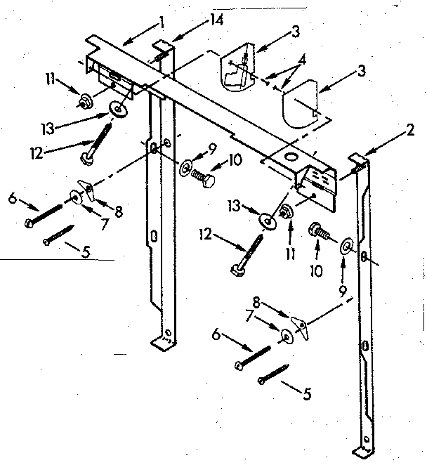 Mounting System Diagram and Parts List for  Kenmore Range Hood