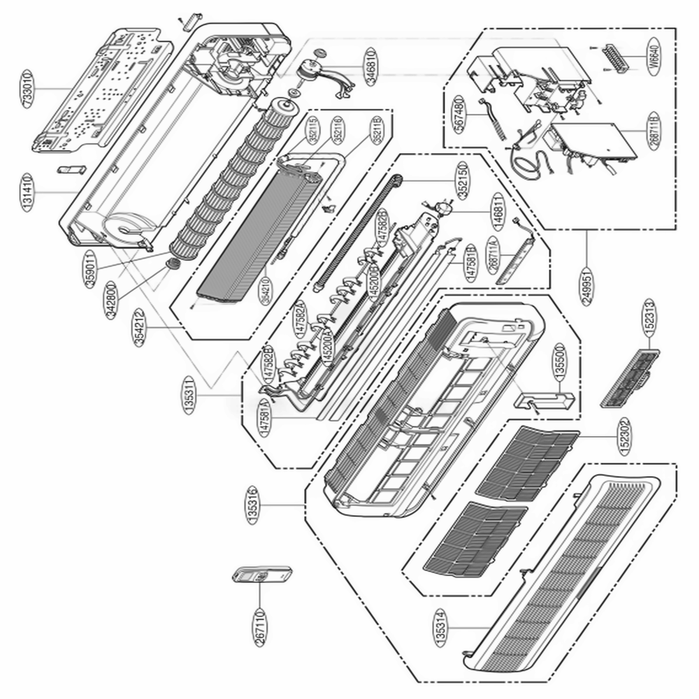Indoor Unit Diagram and Parts List for LSNK2430CL AMB6EUS LG Air Conditioner
