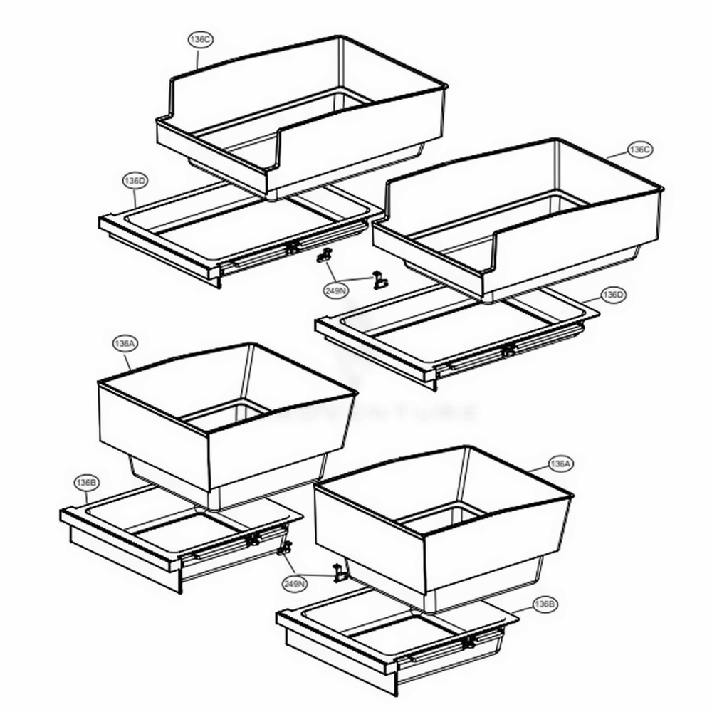 F-Room Drawer Part Diagram and Parts List for AGRCNA1 LG Refrigerator