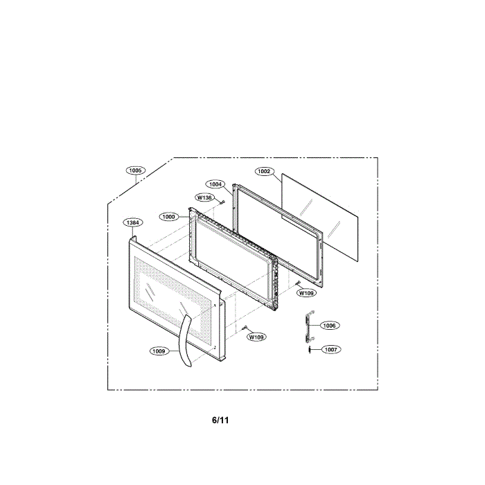 Door Diagram and Parts List for 00 LG Microwave Oven Combo