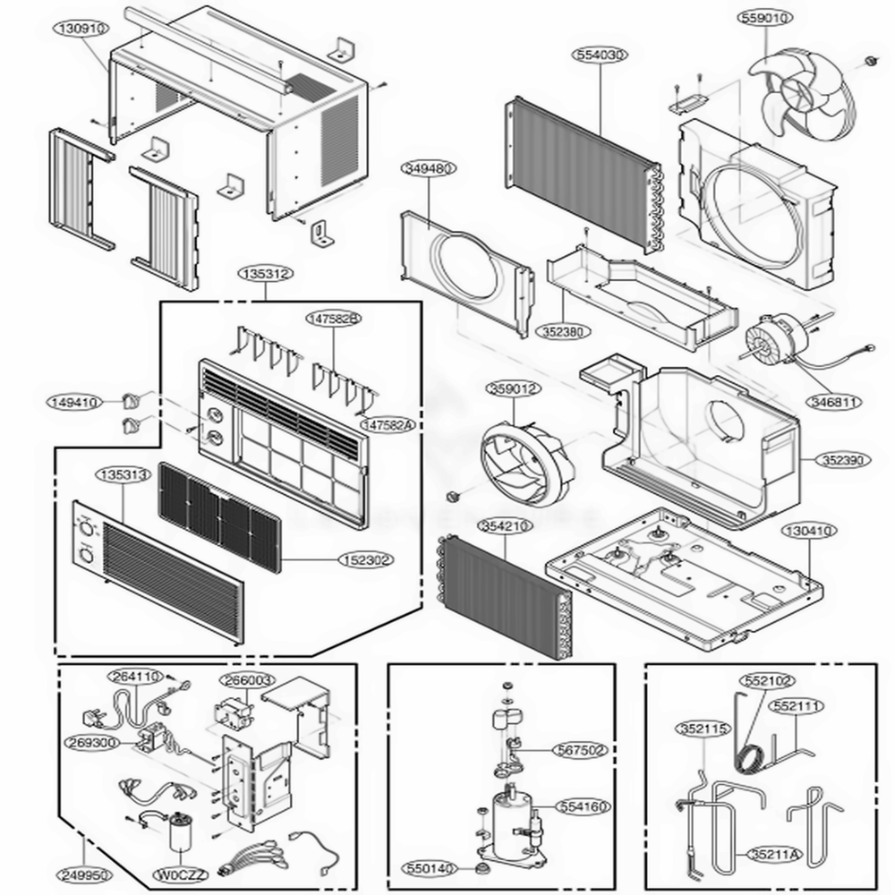 Main Diagram and Parts List for R5000A AWYCLCG LG Air Conditioner