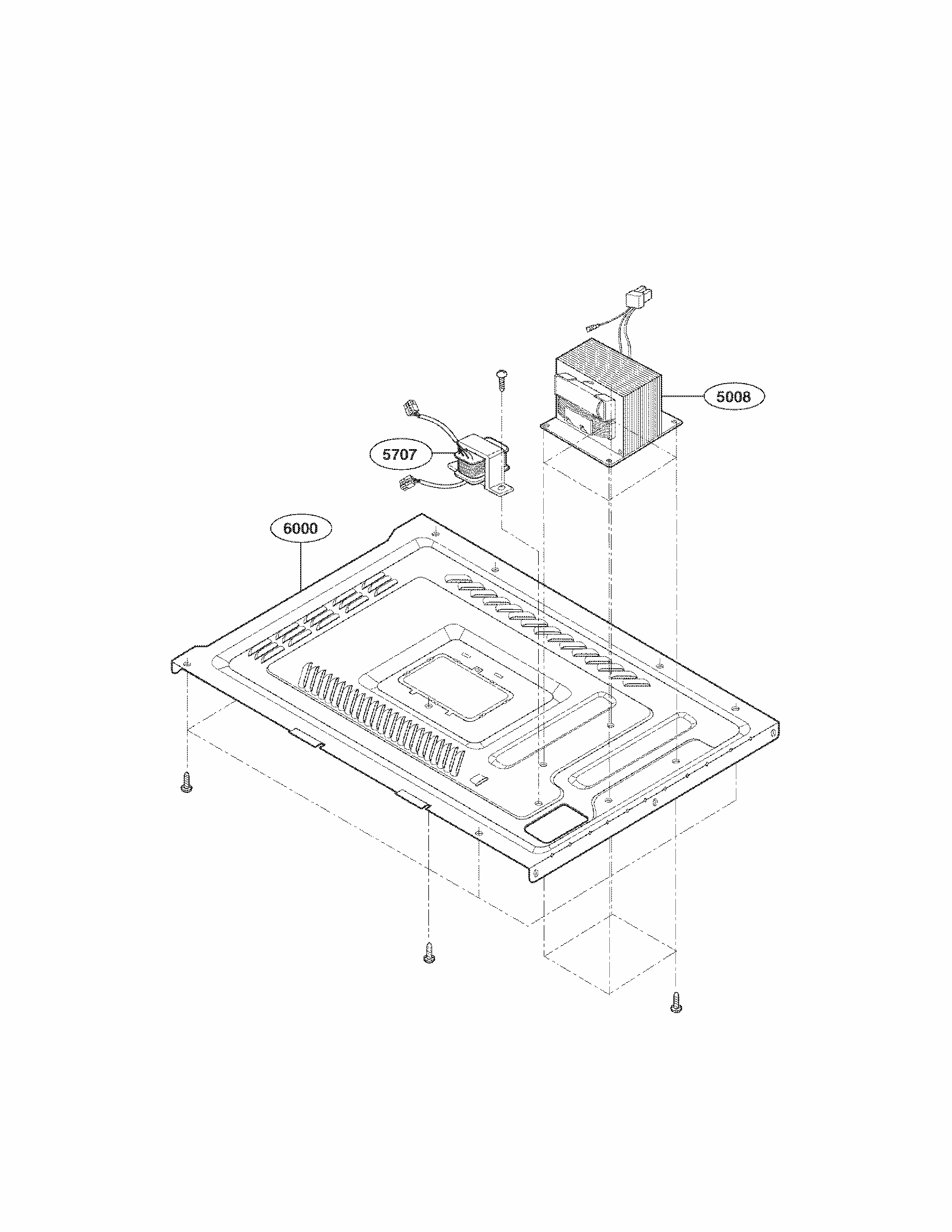 Base Plate Parts Diagram and Parts List for  Kenmore Microwave
