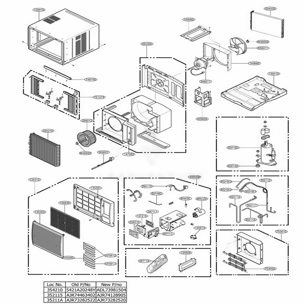 Main Diagram and Parts List for LW2415HR AWYAHDP LG Air Conditioner