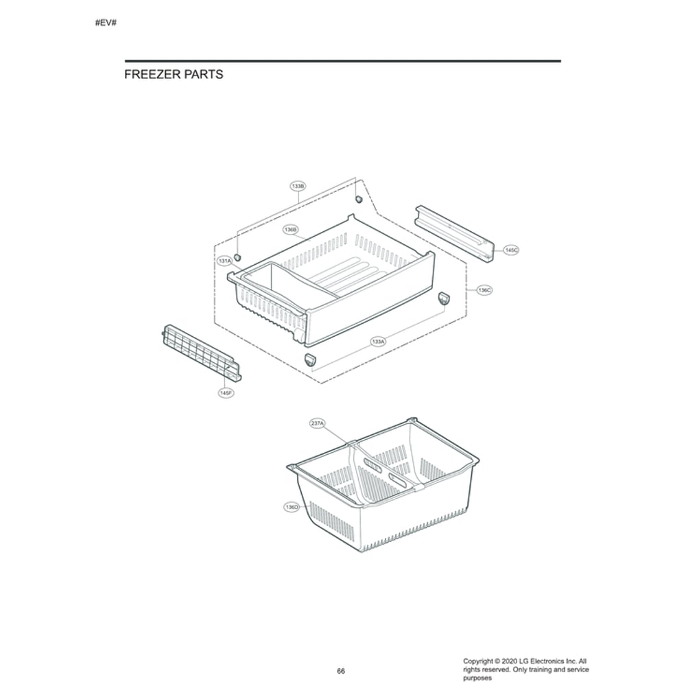 Freezer Parts Diagram and Parts List for  LG Refrigerator