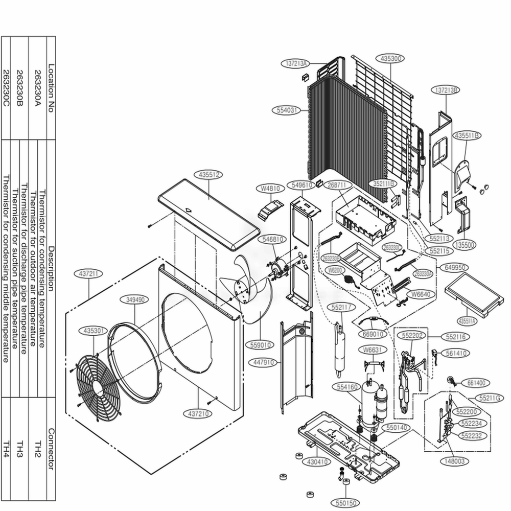 Outdoor Unit Diagram and Parts List for LSU362HV AWHBEUS LG Air Conditioner
