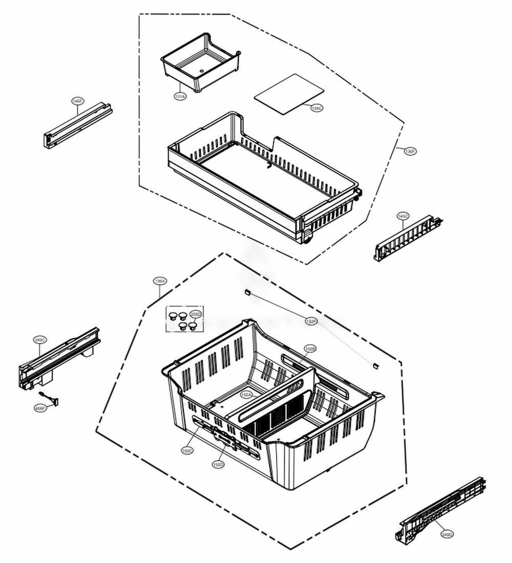 Freezer Parts Diagram and Parts List for ASTCNA0 LG Refrigerator