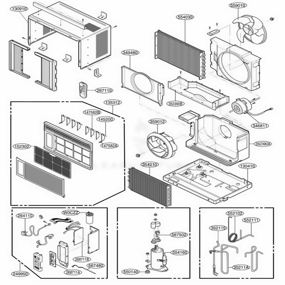 Main Diagram and Parts List for M6004R AWYCUSG LG Air Conditioner