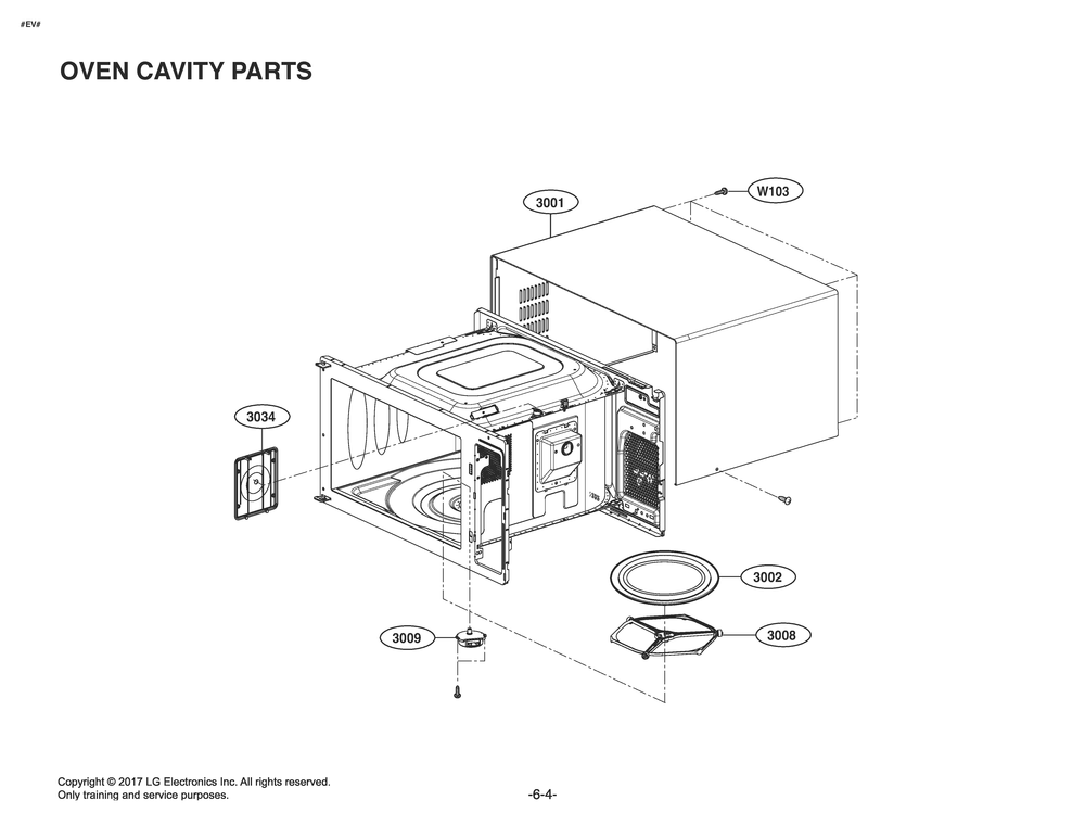 Oven Cavity Parts Diagram and Parts List for CSSEBBY LG Microwave