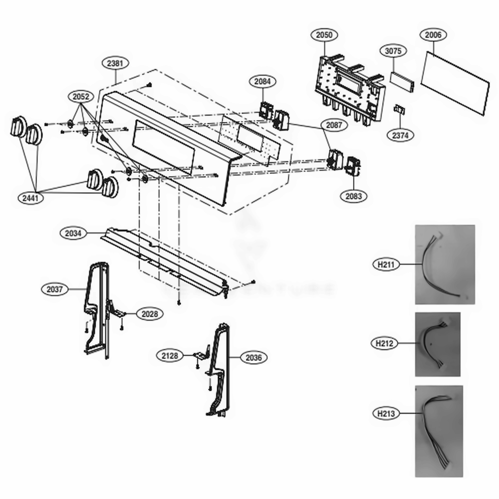 Controller Parts Diagram and Parts List for FRSLLGA LG Range