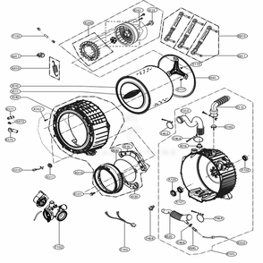 Drum And Tub Assembly Diagram and Parts List for ABWEVUS LG Washer