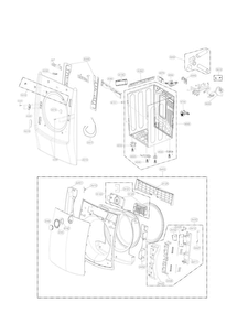 Cabinet And Door Parts Diagram and Parts List for  LG Dryer