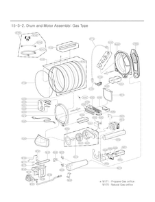 Drum And Motor Parts Diagram and Parts List for  LG Dryer